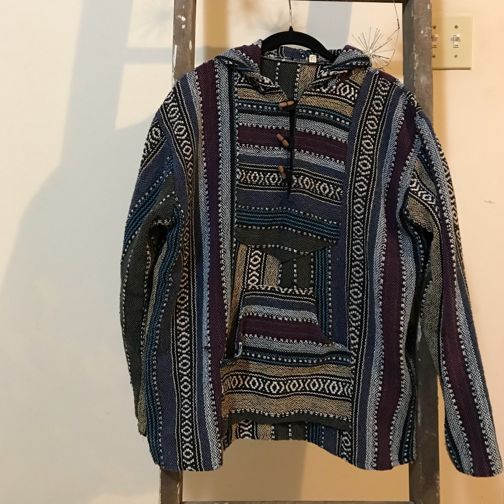 Cotton hippie drug rug with hood
